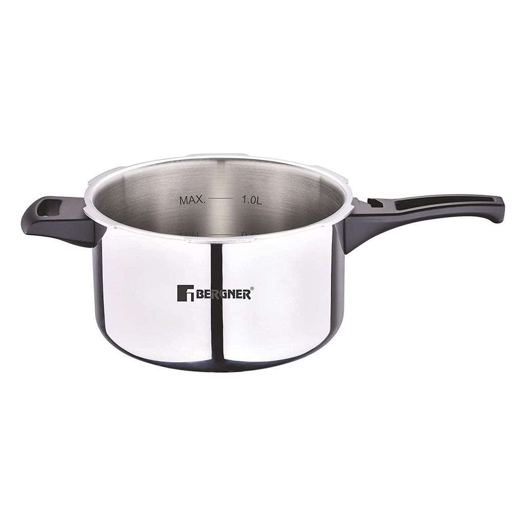 Bergner Argent Elements Triply Stainless Steel 1.5 L Outer Lid Pressure Cooker, Triply Bottom Pressure Cooker, Safety Gasket and GRS, Mirror Finish, Induction Bottom and Gas Ready - Silver view 2