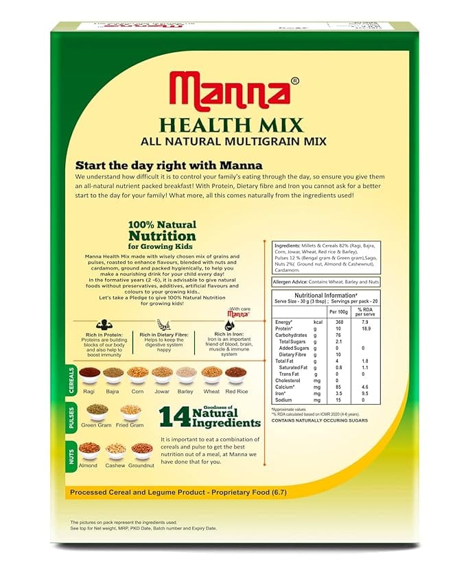 Manna Health Mix 600g | Health and Nutrition Drink | Millets, Nuts, Cereals & Pulses | Sathu maavu | Porridge Mix view 2