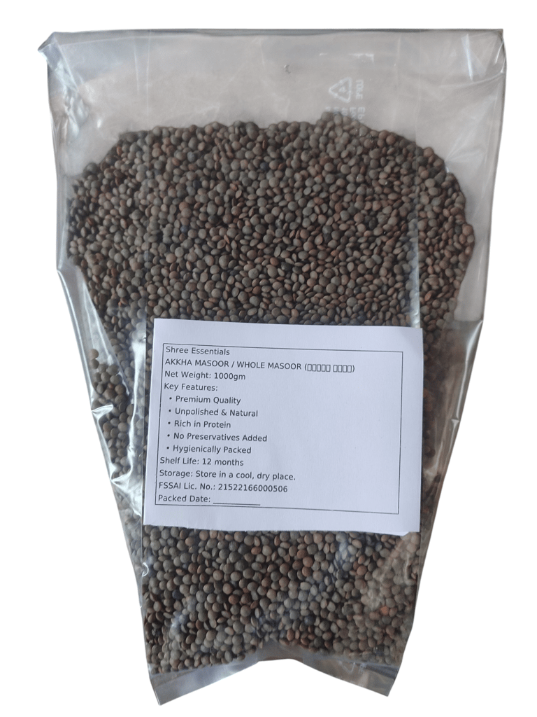 Shree Essentials Whole Masoor Dal (आखा मसूर) | Premium Unpolished Pulses