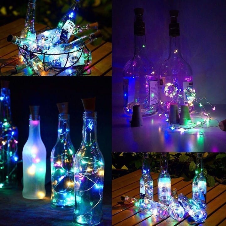 SPARKWORLD (Pack of 3) Cork Shaped Multicolor Fairy String Lights Bottle Decoration LED Lights for Festivals, Parties & Home Decor | Size: 2.03 m view 2
