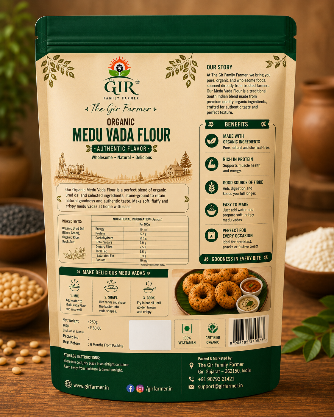 Organic Medu Vada Flour — Authentic Flavor view 2