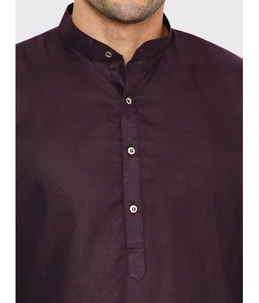Maharaja - Purple Cotton Blend Men's Regular Kurta ( Pack of 1 ) view 2