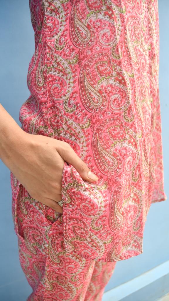 Pink Paisley Co-Ord Set, Premium Comfort : Jaipuri view 2
