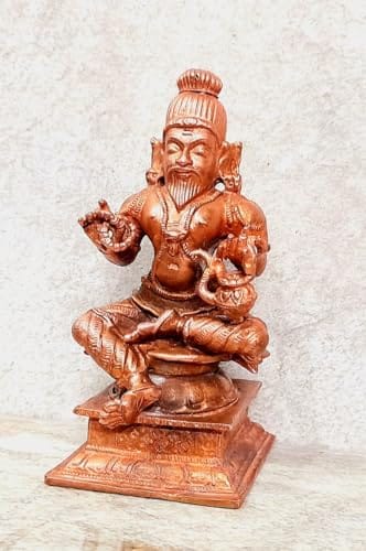 Searchers Paradise - Copper Idols agasthiyar, 3.9 inches, Copper Handmade 480 Grams, Patina Antique Finish, Pack of 1 Piece view 2