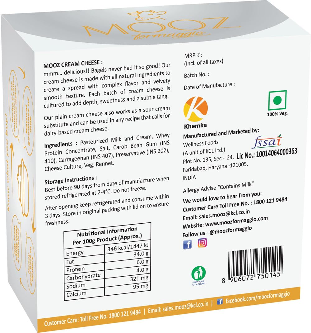 Mooz Formaggio Mooz Cream Cheese, 150 Gm view 2