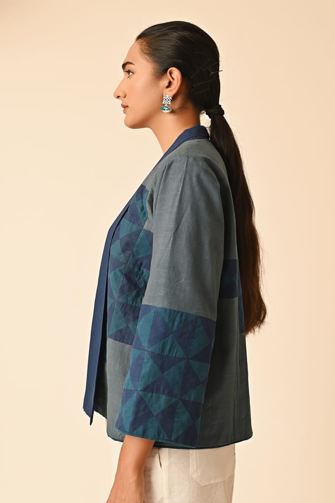Rishta Shawl Collar Grey Ralli Jacket view 2