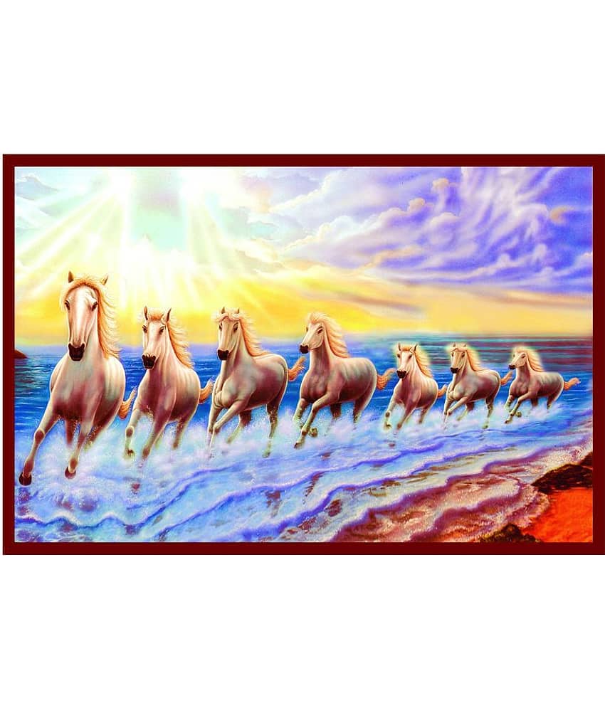 Otil Noti Vastu 7 Lucky Horse Paper Wall Poster Without Frame