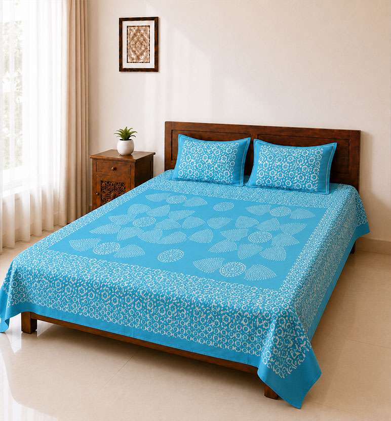 Handcrafted Batik Cotton Double Bed Bedsheet view 2