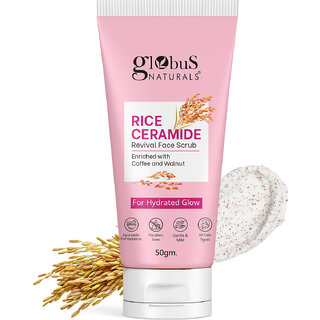 Globus Naturals Rice Ceramide Scrub Hydrating & Glowing Skin, Enriched with Coffee & Walnut, 50g view 2