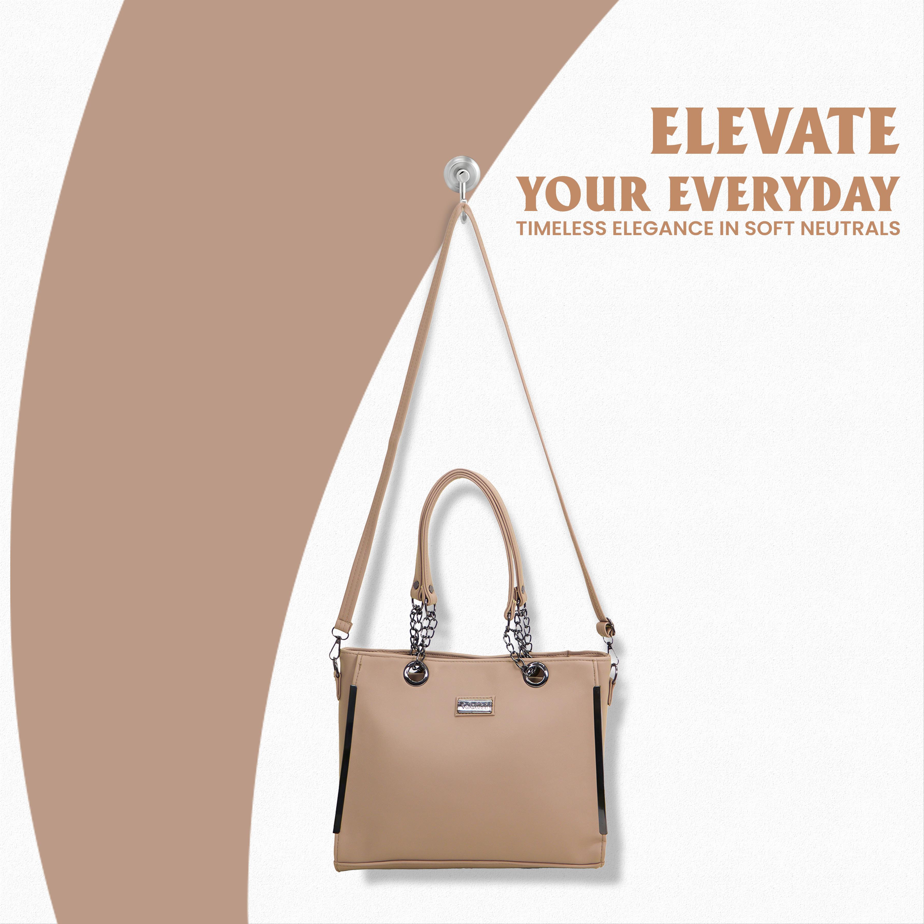 Jothi MetroRing Multi-Compartment Handbag | 9.6L Stylish Everyday Tote | Water-Resistant Synthetic Leather | Adjustable & Detachable Strap | Dual Carry Handles | Matte Finish view 2