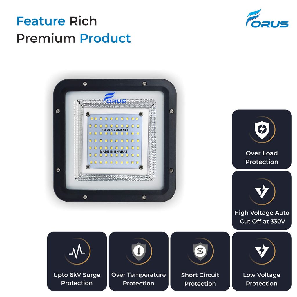 Forus 50W LED Flood Light 2 Years Warranty, IP67 Waterproof Outdoor LED Flood Lights, High Mast Focus Light, Halogen Flood Light for Factory, Garage, Parking,Garden,Shop,Warehouse,Tent - Cool White - 1Pc view 2