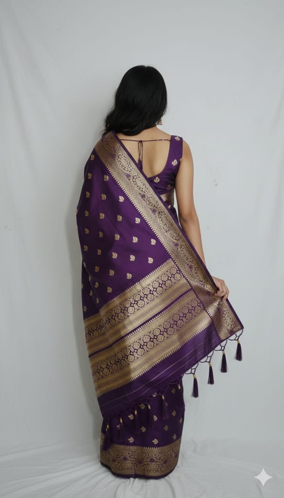 Purple Silk Saree view 2