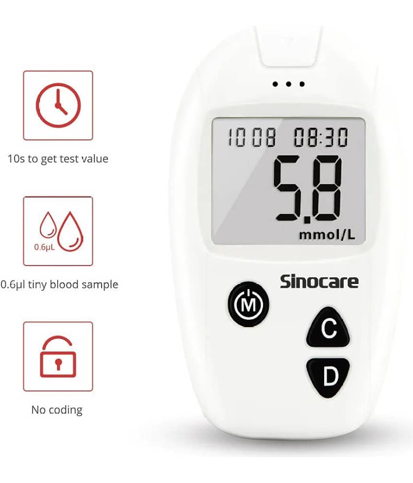 SINOCARE SAFE ACCU WITH 10 STRIPS Glucometer view 2