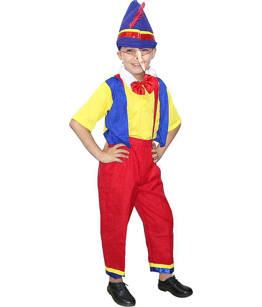 Kaku Fancy Dresses Pinokeyo Cartoon Costume -Red, 3-4 Years, For Boys view 2