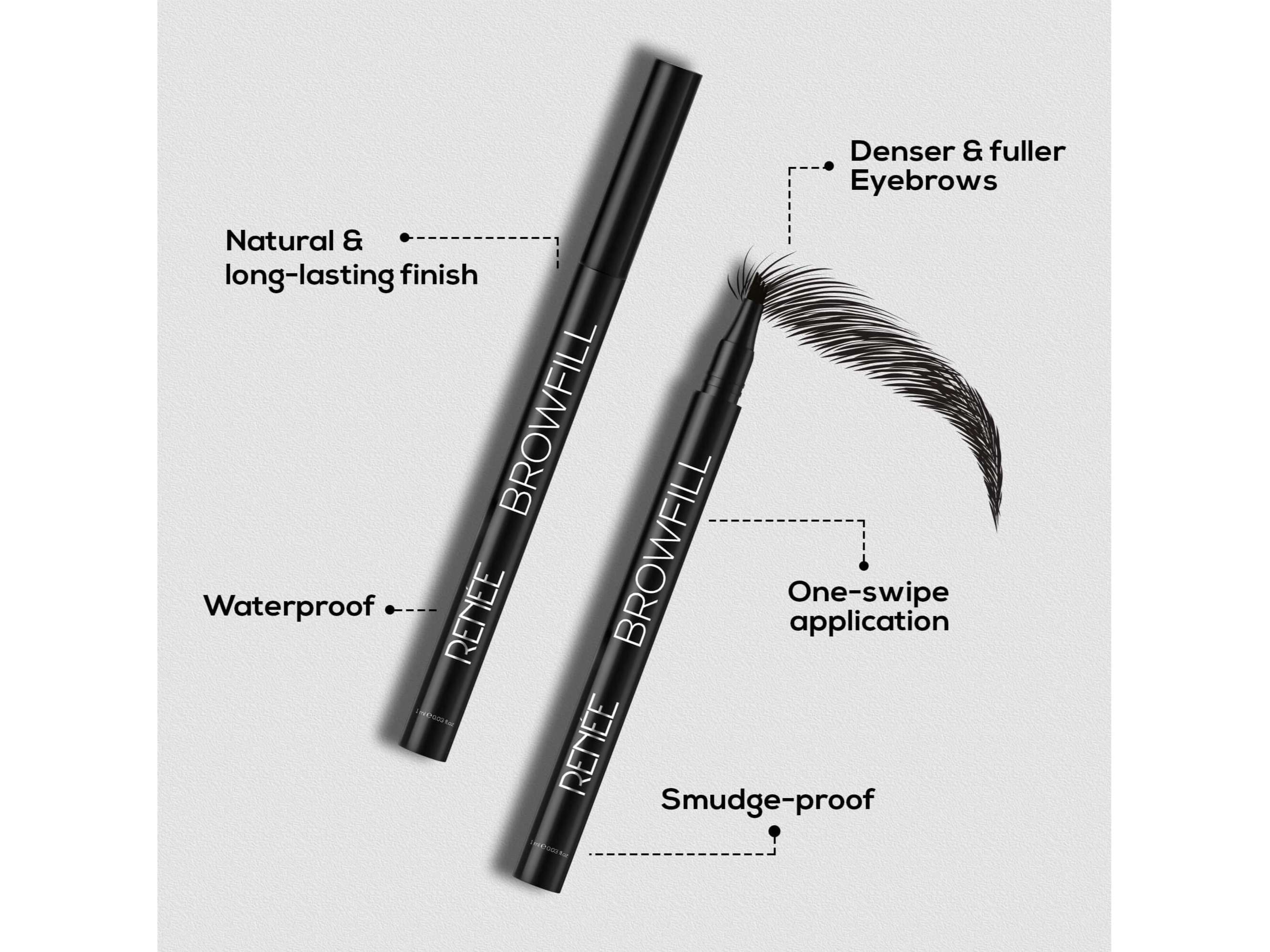 RENEE Browfill Eyebrow Pen, Waterproof & Smudge-proof, One Swipe Application with Micro Precision, Natural & Long-lasting Finish, For Denser & Fuller Eyebrows, Easy to use, Cruelty-free - Black view 2