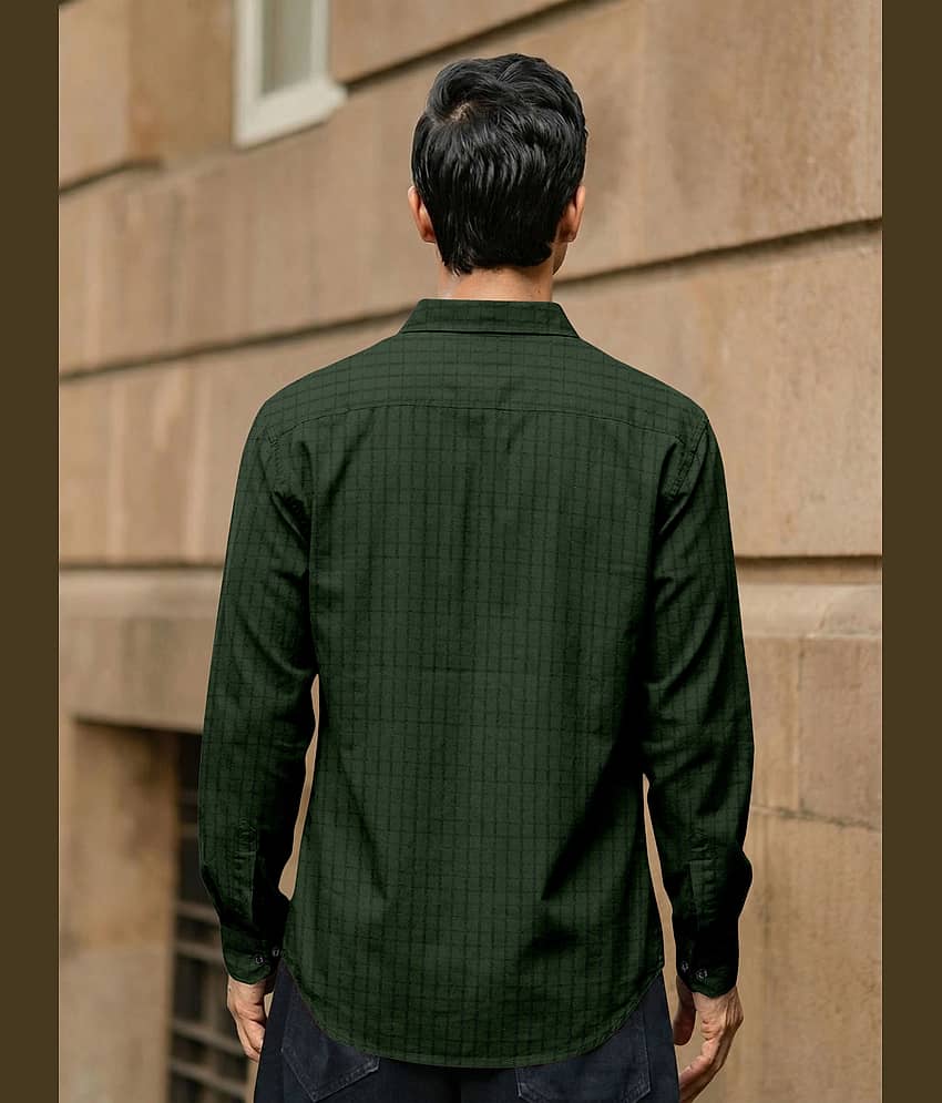 Nofilter Poly Cotton Regular Fit Checks Full Sleeves Men's Casual Shirt - Dark Green ( Pack of 1 ) view 2
