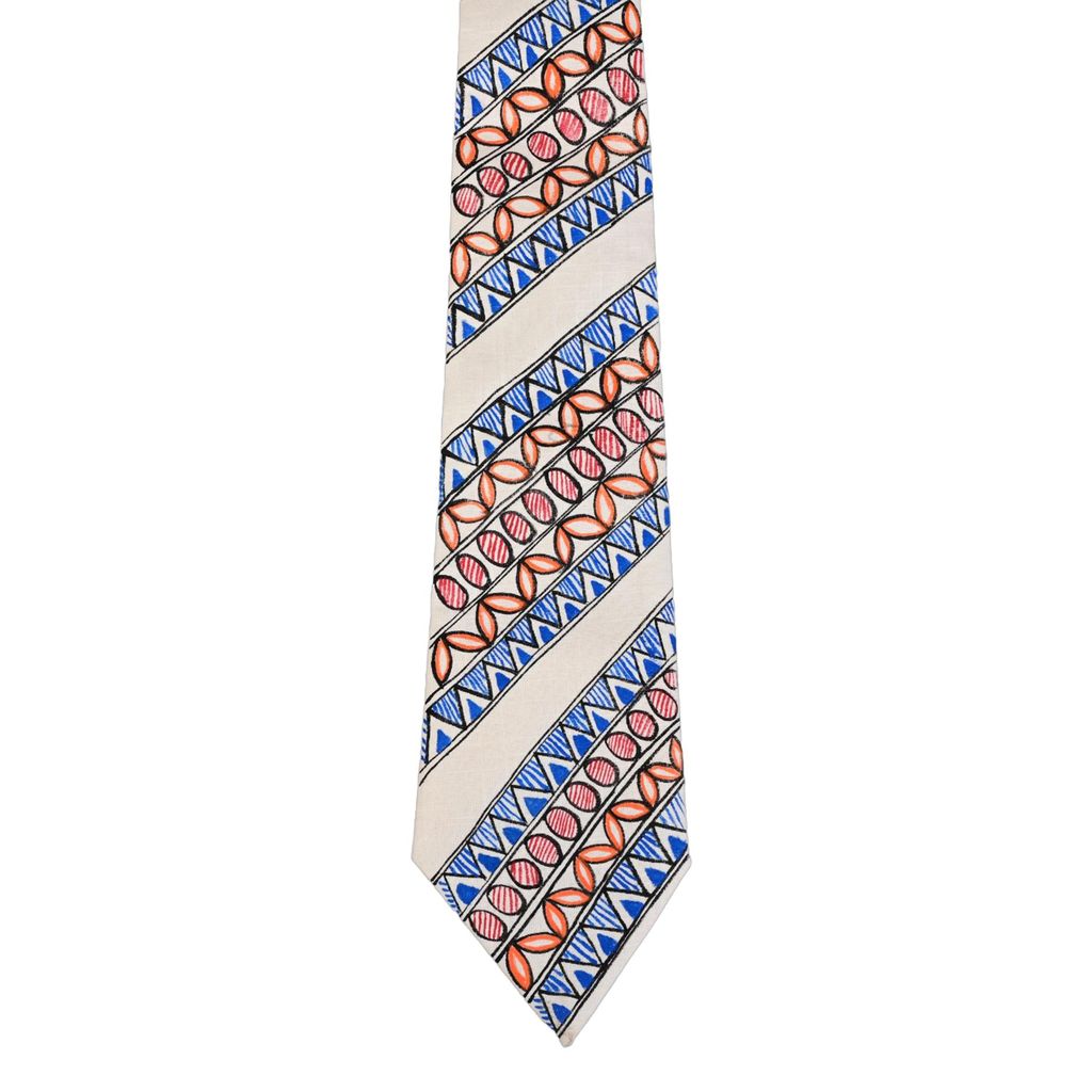 Pure Cotton Handmade madhubani Tie Multi Colour Elegance for Formal and Business Wear, Handcrafted, Handpainted SH (Size standard) view 2