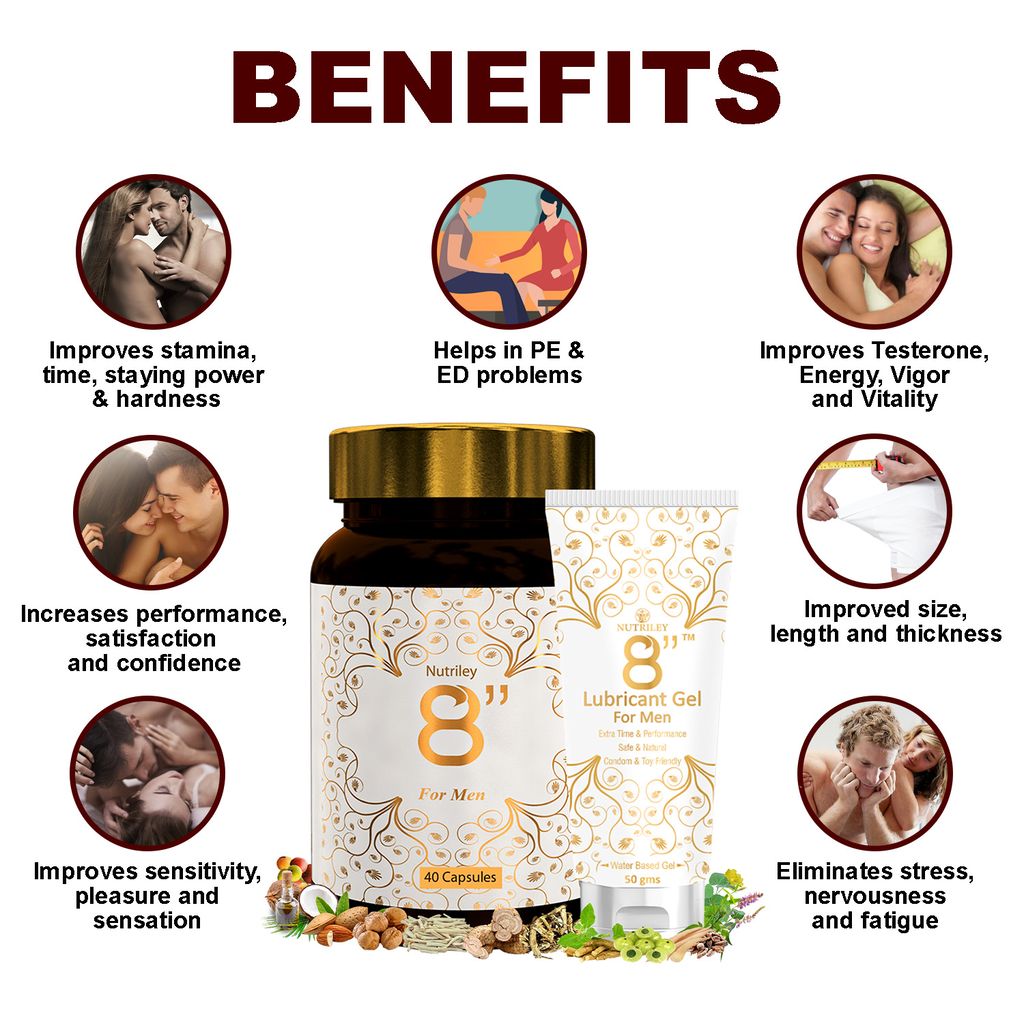 Nutriley 8" Inch - For Men Capsules + Gel (40 Caspules + 50 Gms Gel) view 2