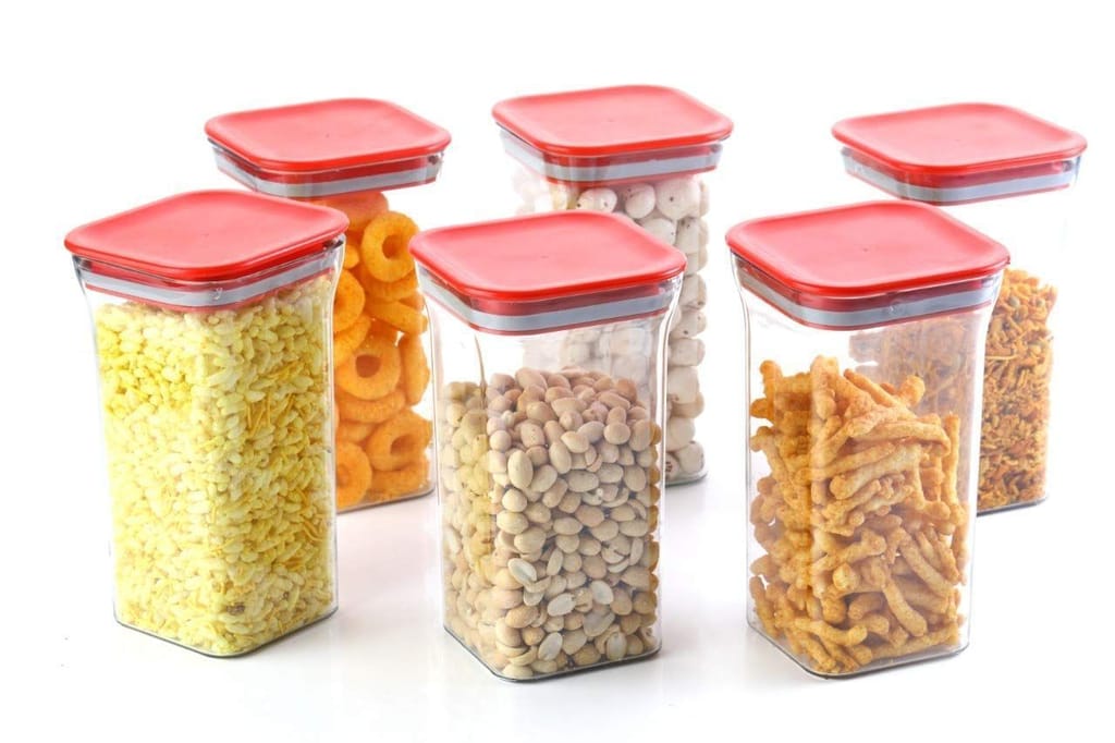 HAPPI Multipurpose Unbreakable Plastic Transparent Airtight Kitkat Masala Storage Container Jar For Kitchen Masala Box Dabba Spice, Cereal, Dry Fruits Spice Box 1100 ML (Multicolor- Set of 6 Pcs) view 2