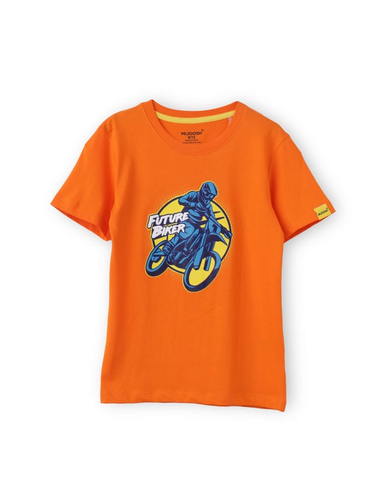 Boys T-Shirt White / Scarlet Ibis Orange, Soft Cotton, Ages 7-14 (2pcs pack) view 2