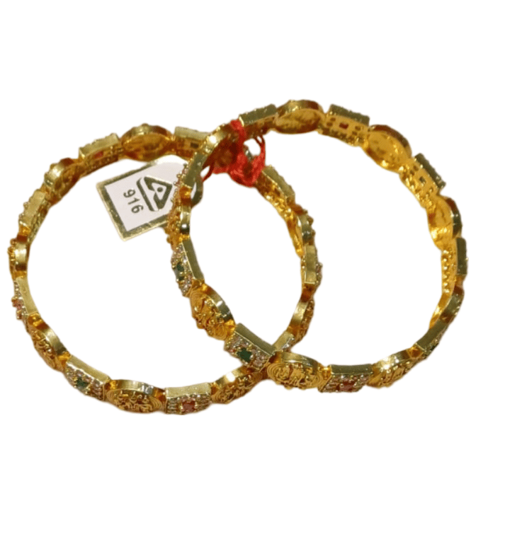 Gold Plated Copper Bangle Set for Women and Girls (Pack of 2) view 2