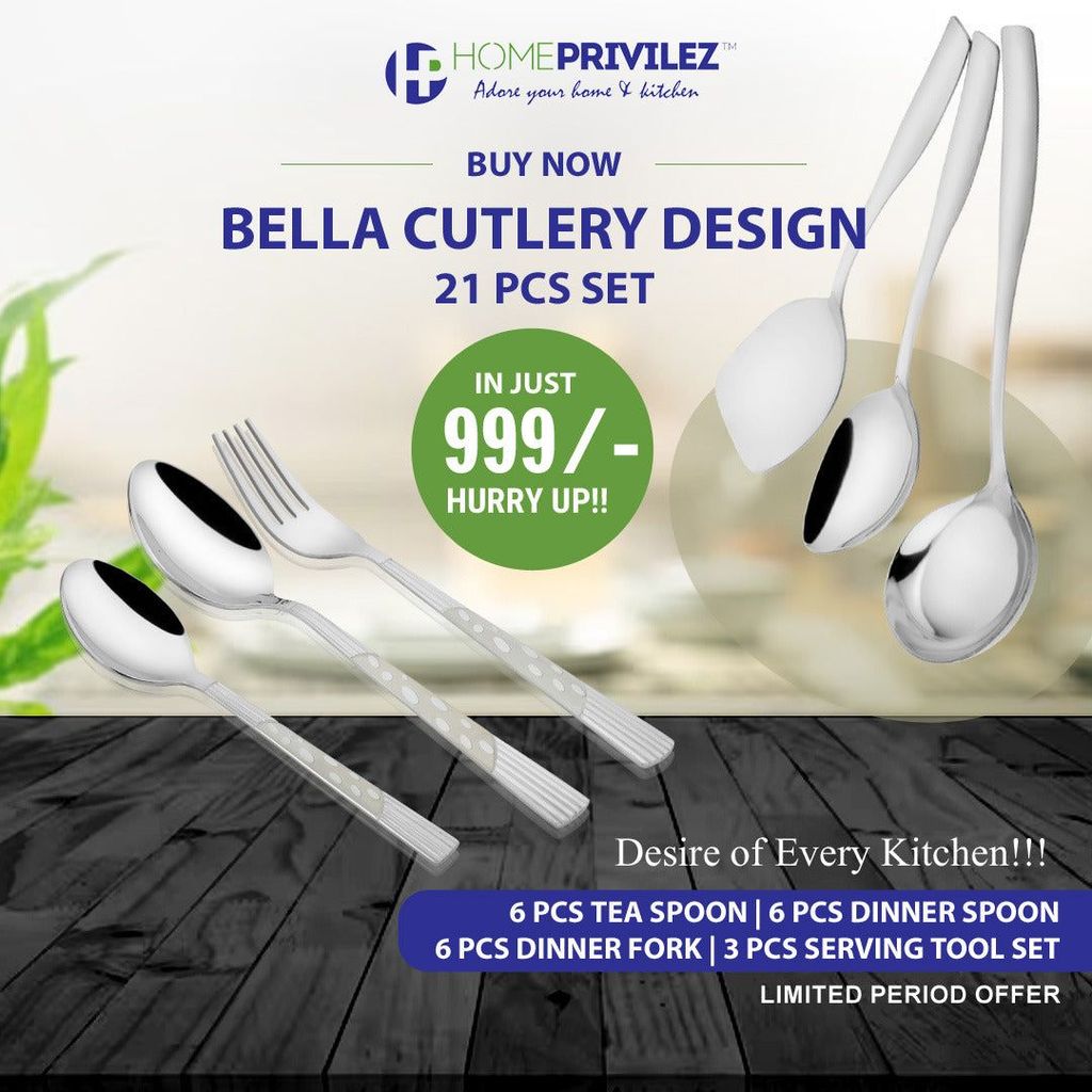 Combo 3(Stainless Steel Serving Tool 3pcs & Bella cutlery 18pcs)-Set of 21pcs view 2