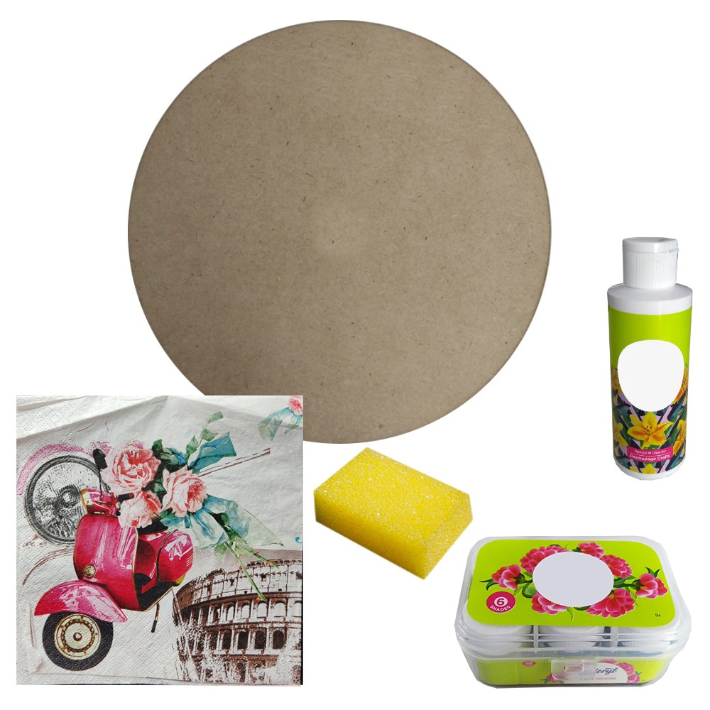 Decoupage Art On Round MDF DIY Kit by Penkraft view 2