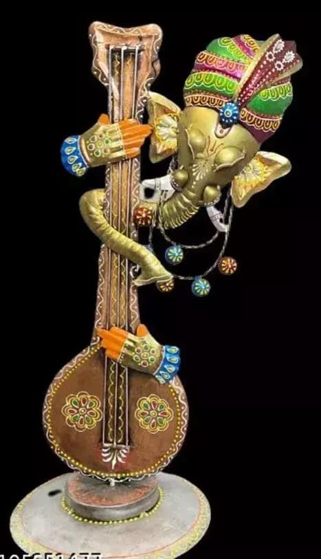Riddhi Siddhi Handicraft ; Wrought Iron Musical Ganesh Showpiece for Home décor 19.75 inch view 2