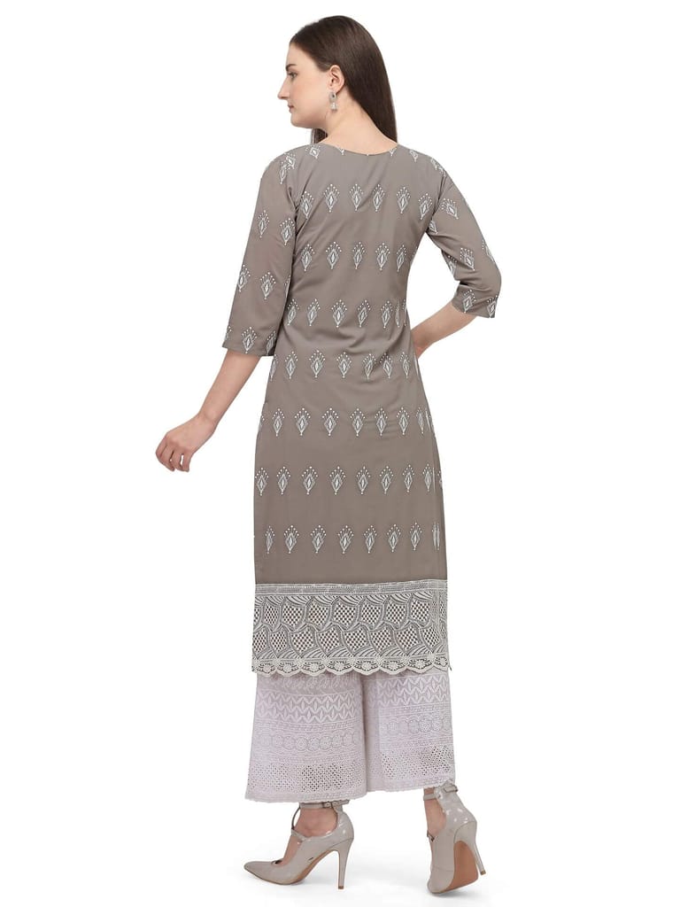 SHOPPING QUEEN Women Georgette Straight Lucknowi Chikankari Kurta view 2