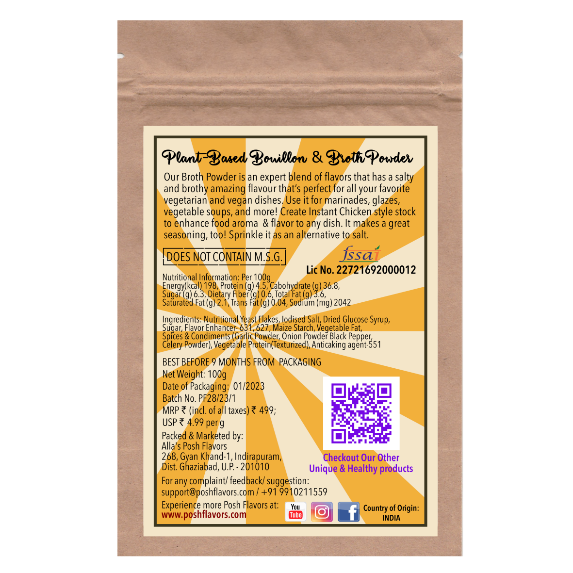Alla's Posh Flavors Plant-Based Bouillon & Broth Powder, (5 x 10 gm) 5L of Soup Stock view 2