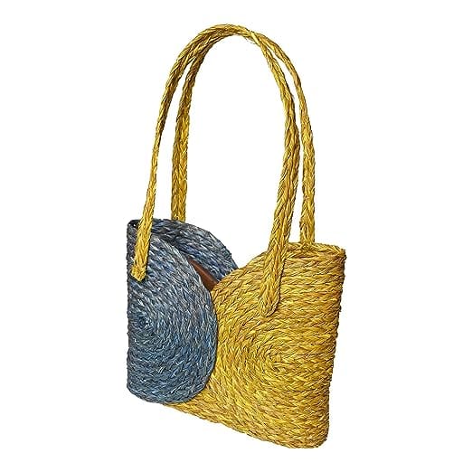 Handmade Street Crochet Corn Husk Moon/Round Crossbody/Shoulder view 2
