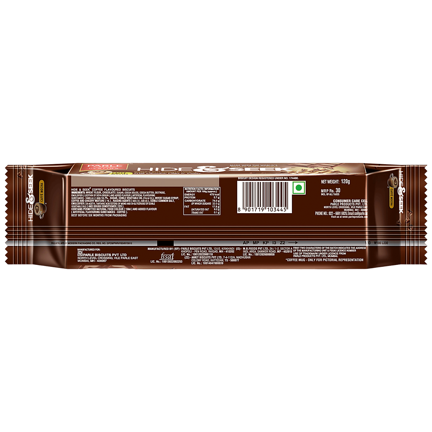 Parle Platina Hide & Seek Caffe Mocha, 120 G view 2