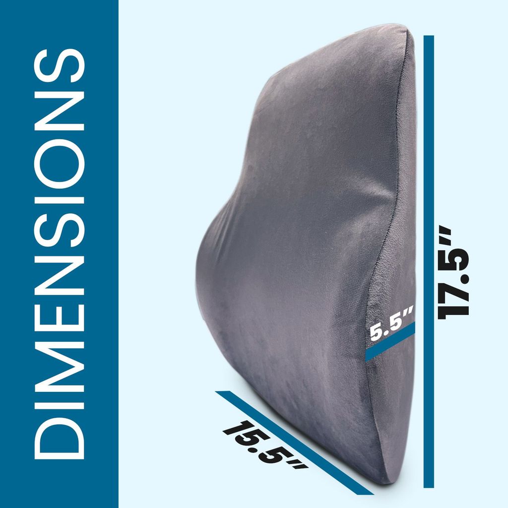 Sleepsia Memory Foam Orthopedic Lumbar Support Cooling Gel Cushion - Support for Office Chair, Chair and Car- Back Support Cushion, Improve Back Posture,Back Pain Relief (Grey Velvet) view 2