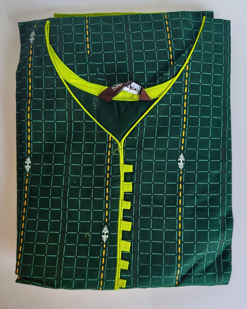 Green and Black Cotton Kurta with Gota Patti Detailing view 2