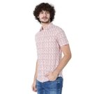 Mufti Pastel Pink & White Resort Print Slim Fit Casual Shirt view 2