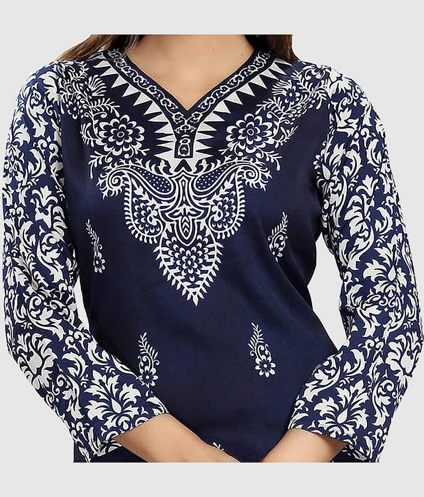 Meher Impex Women's Crepe Tunic ( Blue ) view 2