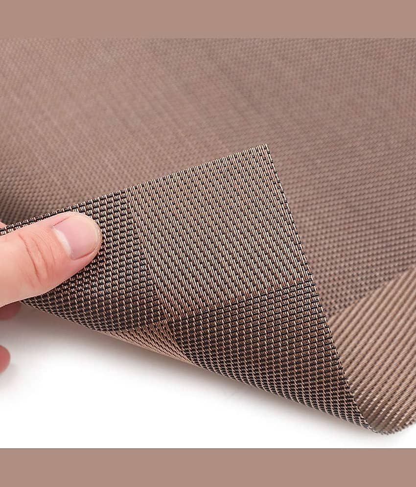 RAMDEV ENTEPRISE PVC Nature Rectangle Table Mats ( 30 cm x 45 cm ) Pack of 4 - Brown view 2