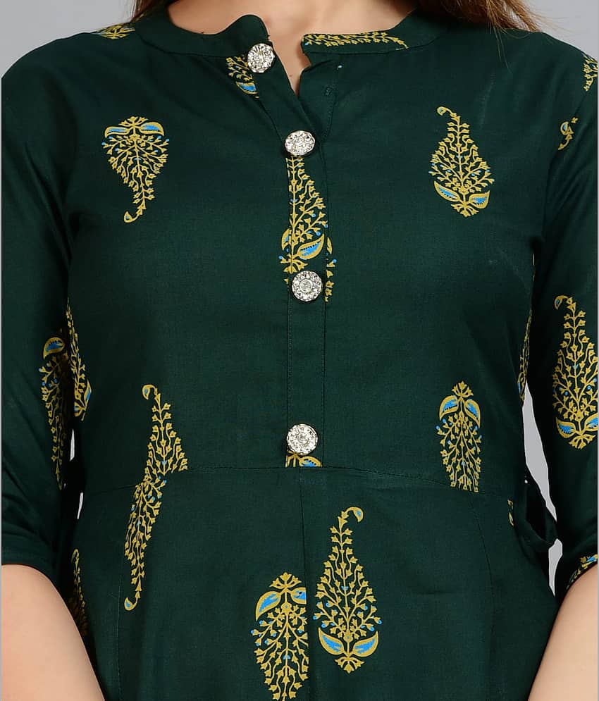 Smien - Yellow Rayon Women's Flared Kurti ( Pack of 1 ) view 2