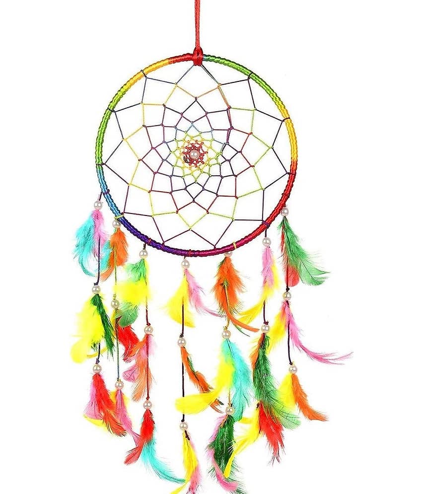 new lucky Feather Multicolour Dream Catcher - Pack of 1 ( X cms ) view 2