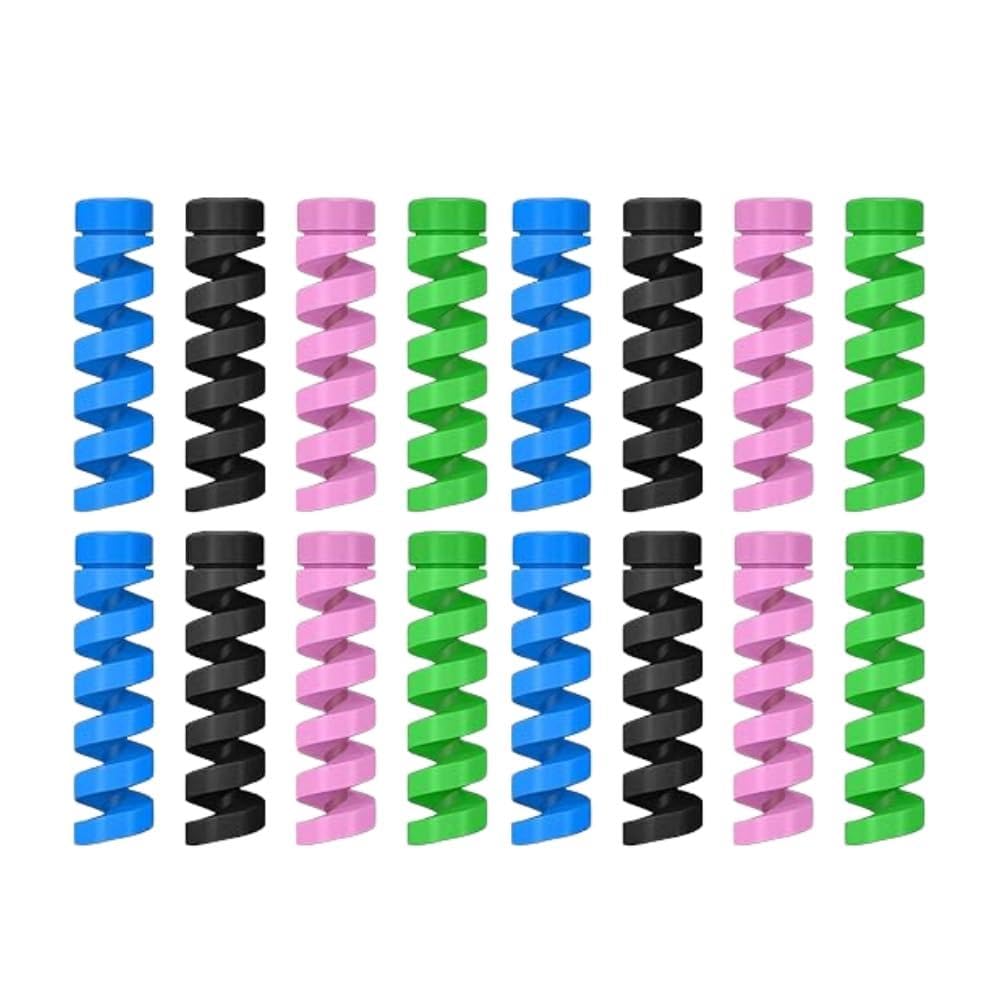 Multicolor Spiral Cable Protector for Charging Cables (anti-break, Flexible Silicone) Pack of 12 Pcs