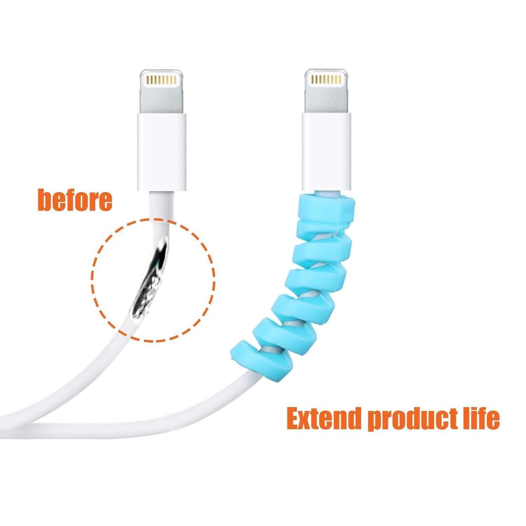 Multicolor Spiral Cable Protector for Charging Cables (anti-break, Flexible Silicone) Pack of 12 Pcs view 2