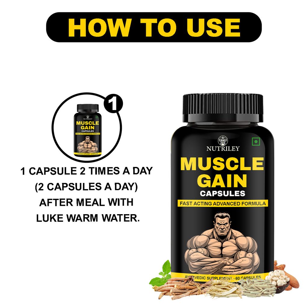 Nutriley Muscle Gain Capsules, Muscle Growth, Mass Gain Capsule,(60 Capsules) view 2