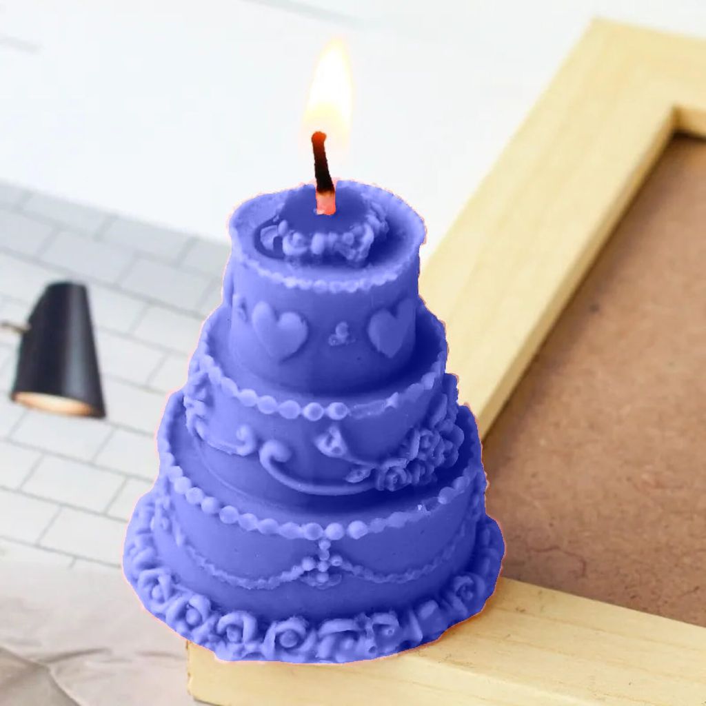 Organic Soy Wax Cake Shape Designer Candle for Decoration | Scented Aromatic Fragrance | Smoke-Free Birthday Cake Candle view 2