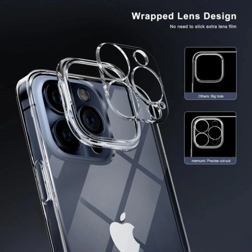 Memumi Brilliant Hard Back Cover for Apple iPhone 15 Pro Max (6.7") - Transparent view 2