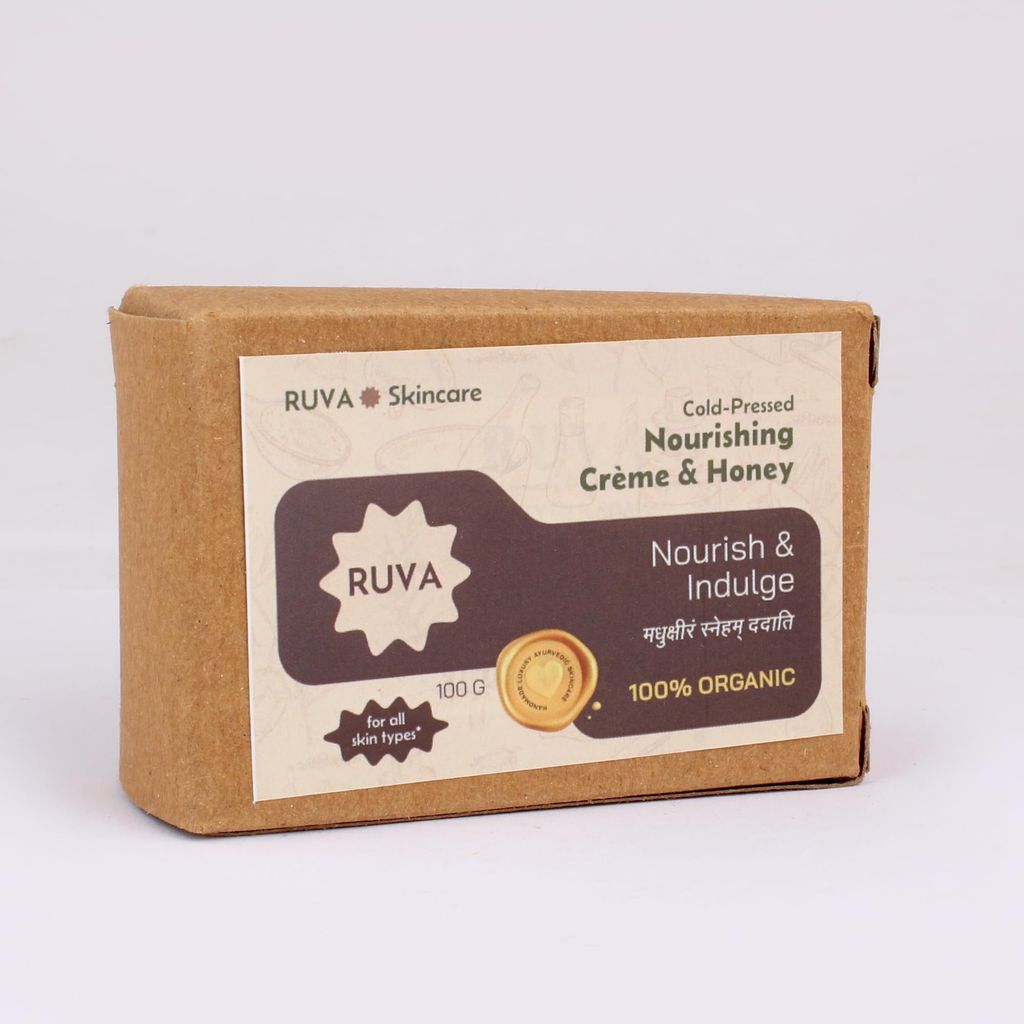 RUVA Handmade Nourishing Creme & Honey Cold-Pressed Ayurvedic Soap Bar | Deep Moisture & Glow, Ideal for Winter Care | Velvety Lather, Face Safe | Natural Skincare for All Skin Types view 2