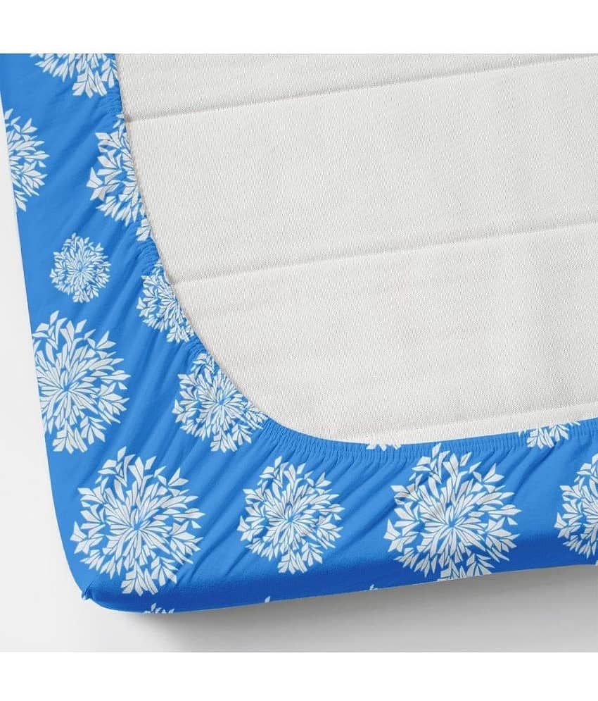 Apala Microfibre Ethnic Fitted Fitted bedsheet with 2 Pillow Covers ( King Size ) - Blue view 2