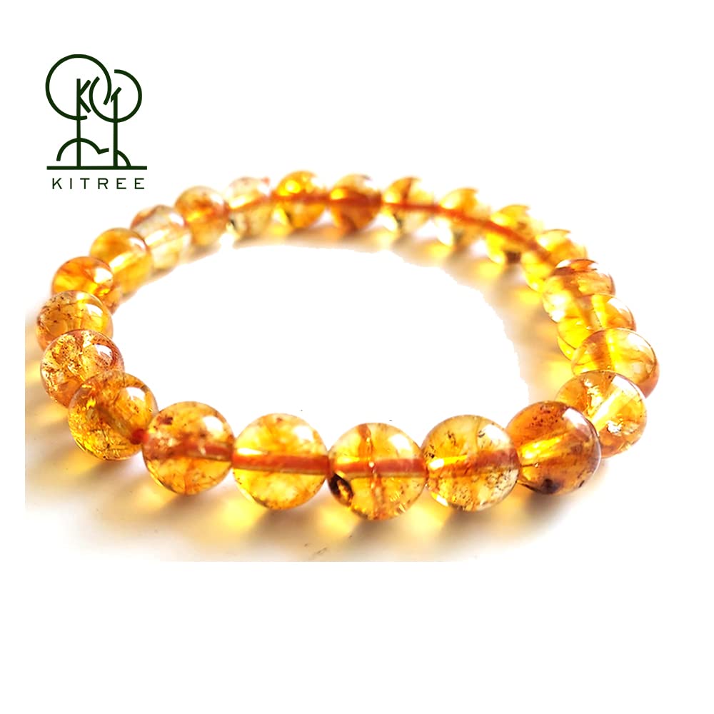 KITREE NATURAL CITRINE CRYSTAL REIKI HEALING FENG -SHUI BRACELET 8MM ROUND FOR MENS AND WOMENS (COLOR YELLOW) view 2