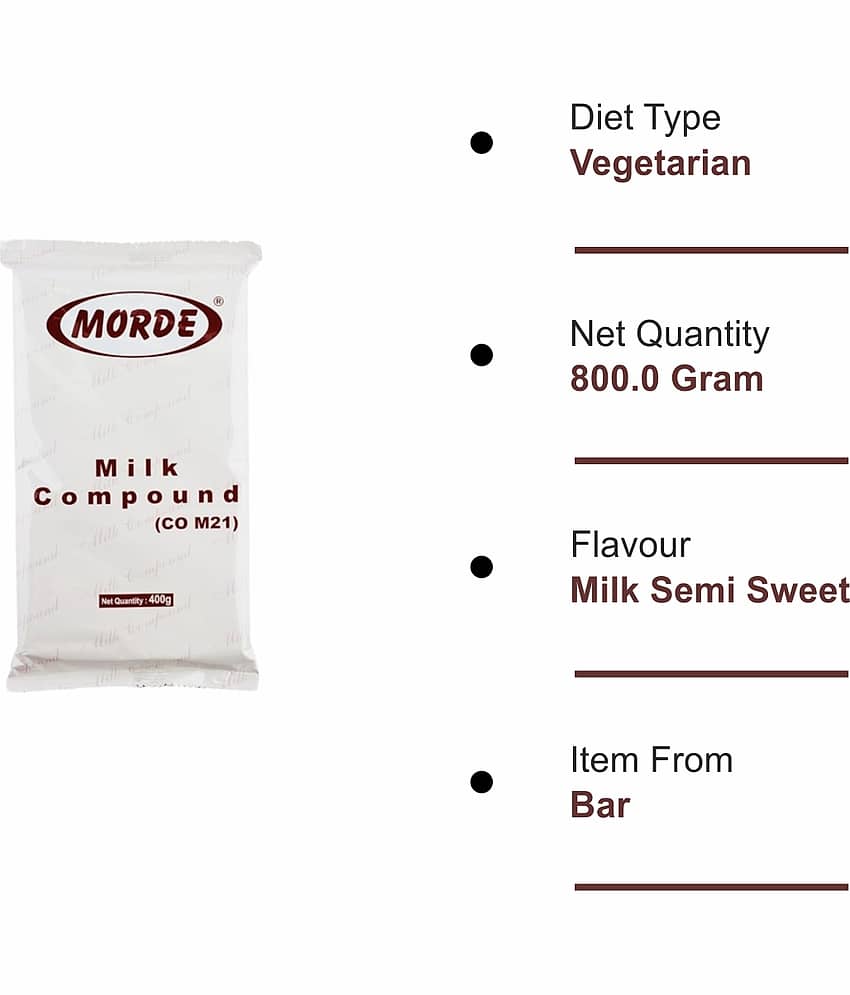 Morde Milk Chocolate Compound Slab (CO-M21) White Chocolate 400 g view 2