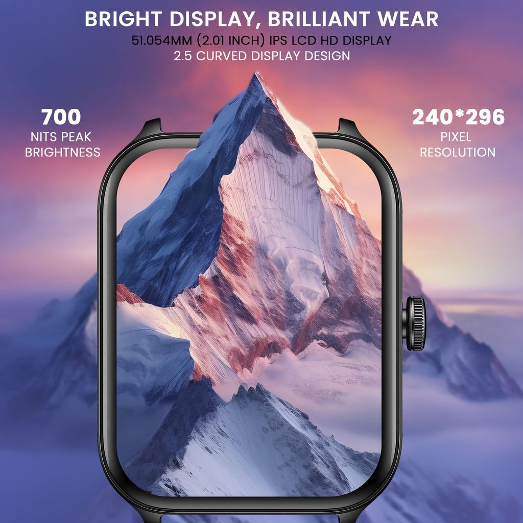 CELLECOR M5 Plus 2.01" IPS HD Display | 700 NITS | BT-Calling | AOD | IP67 | BT v5.4| Smartwatch - Black view 2