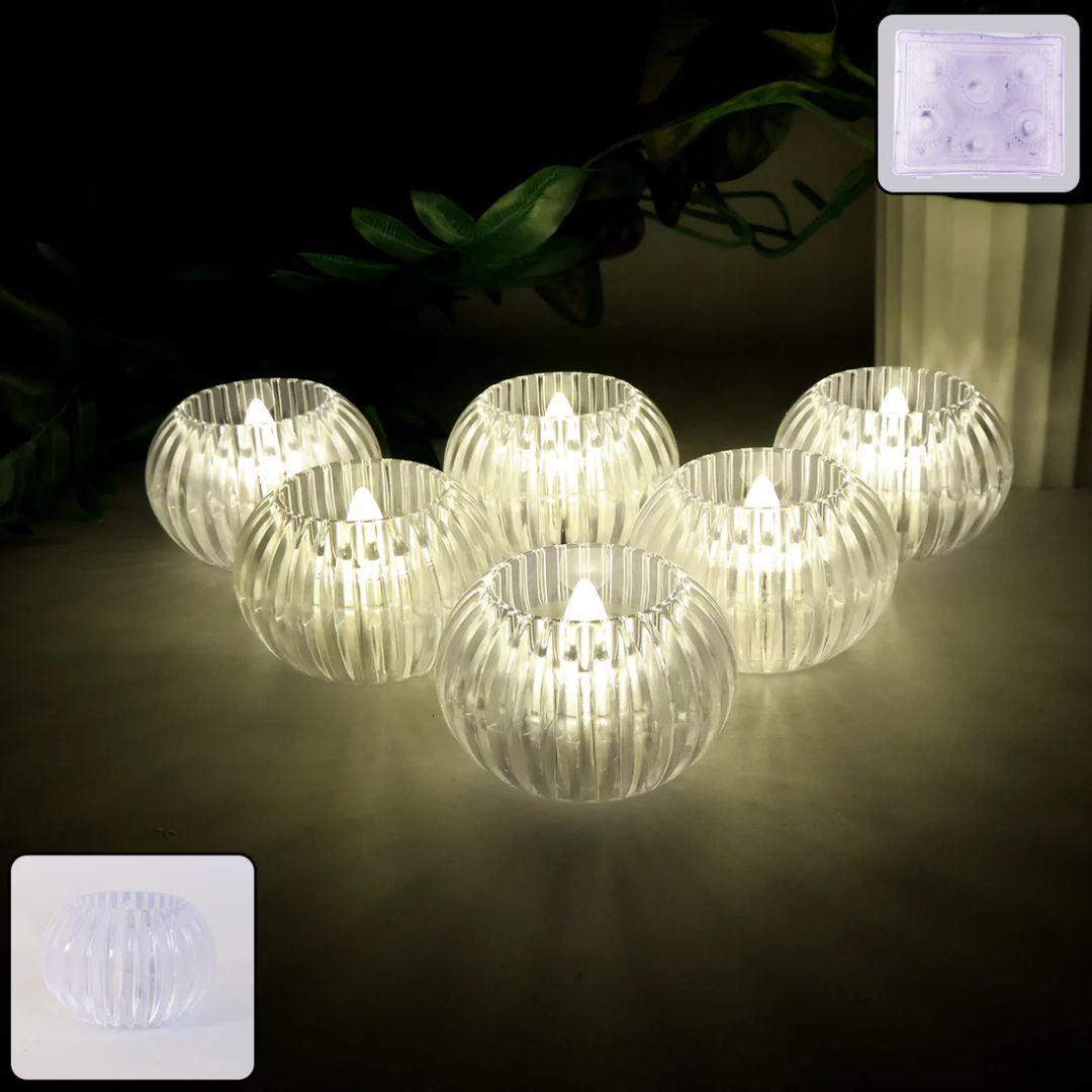 Crystal Design LED Flameless Tealight Candles (6 Pcs) view 2